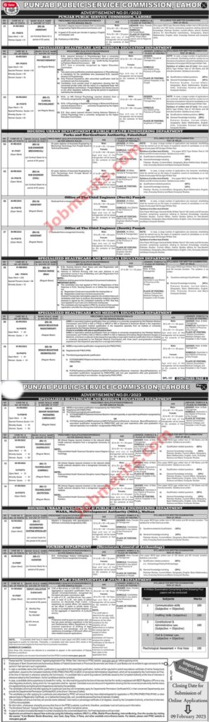 PPSC Jobs 2023 – PPSC Advertisement No. 01 