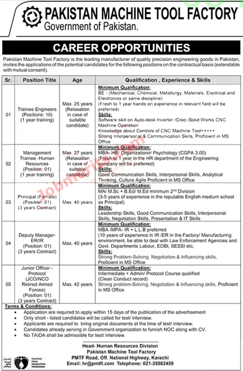 Pakistan Machine Tool Factory Govt of Pakistan Jobs 2023