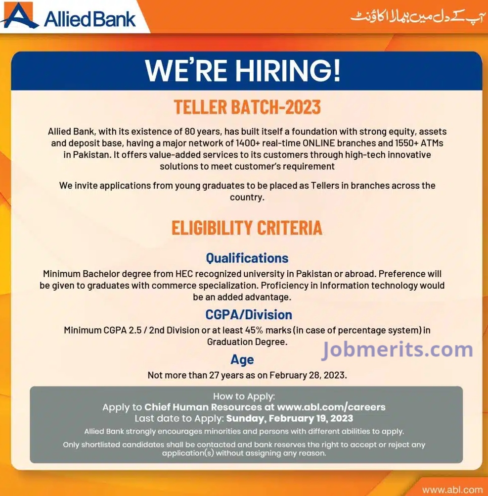 Allied Bank Limited ABL Jobs 2023