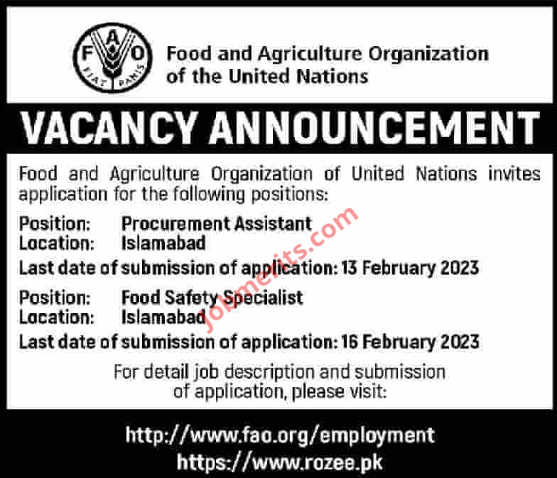 Food and Agriculture Organization FAO Jobs 2023