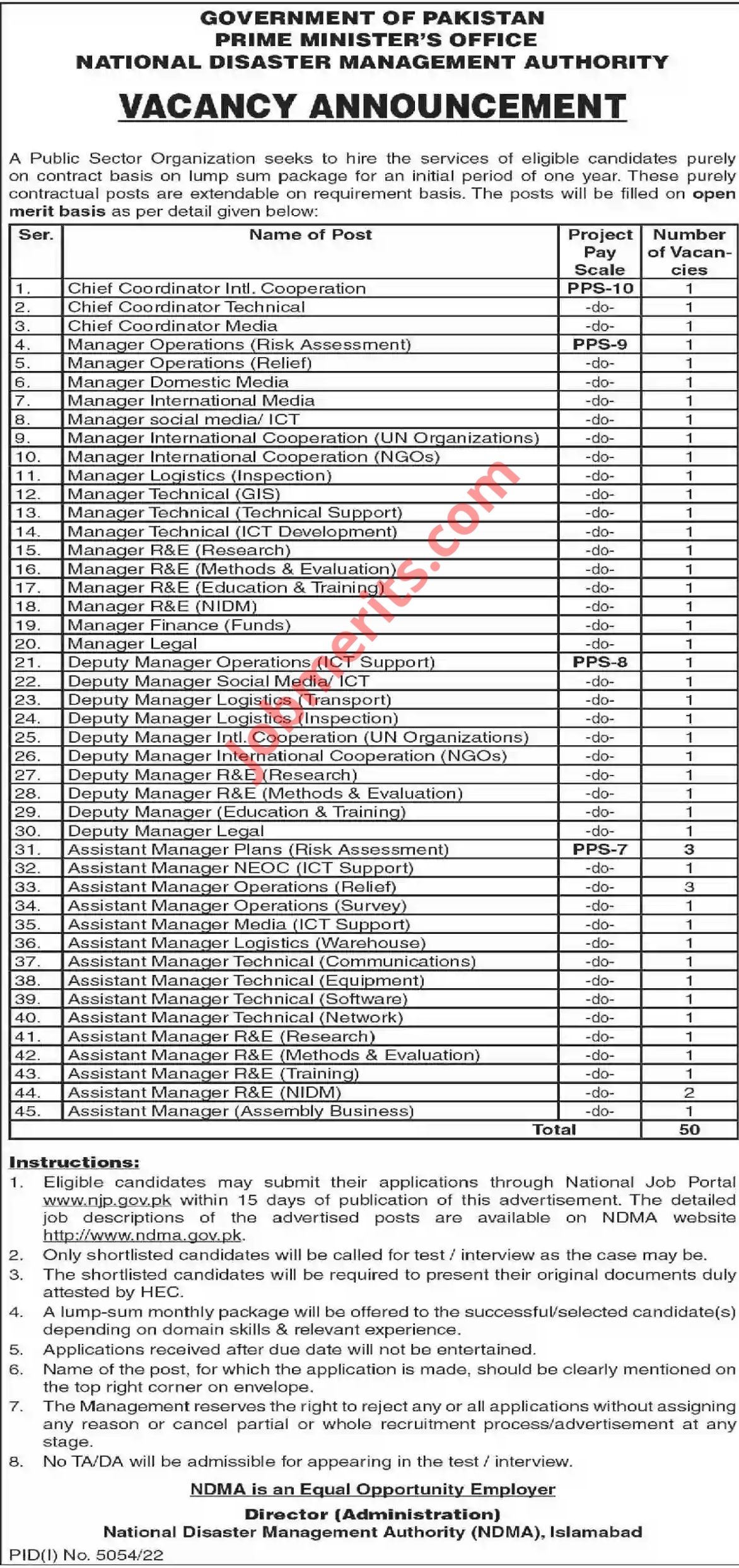 National Disaster Management Authority NDMA Jobs 2023