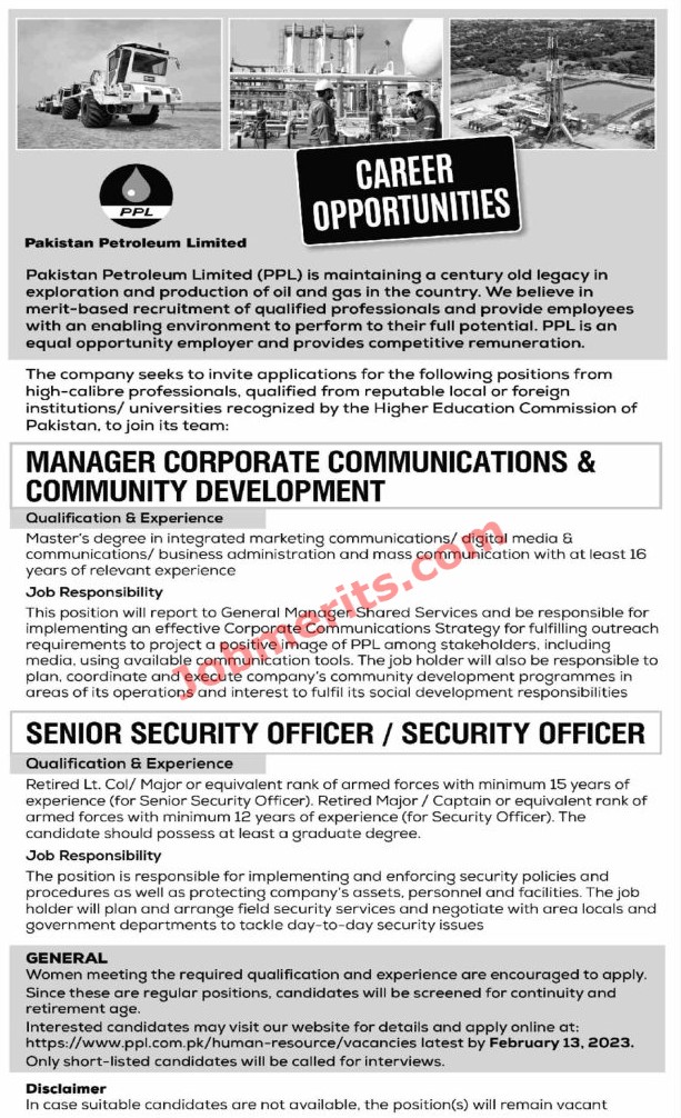 Pakistan Petroleum Limited PPL Jobs 2023